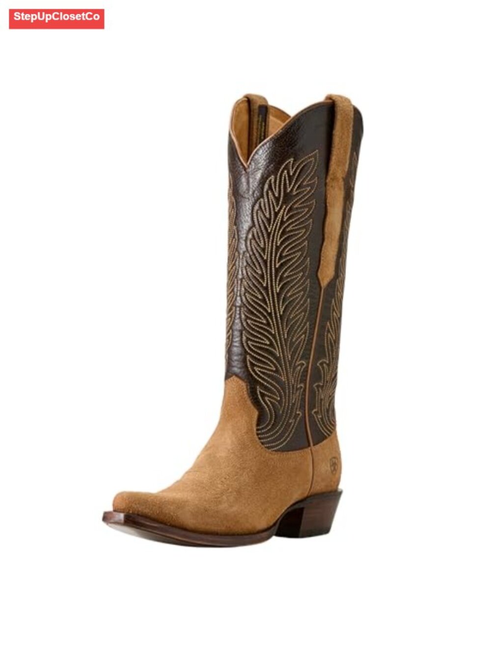 Suede Western Boots Calf High Block Heel Leather Lined Casual Ranch Wear